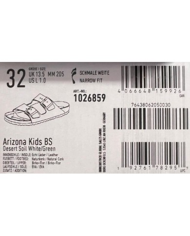 Sandalo Bimbo Birkenstock Arizona Kids BS Desert Soil White Green