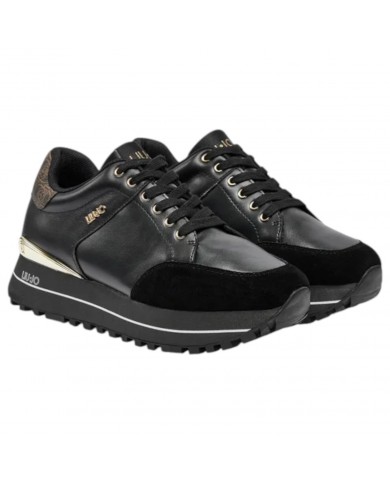 Sneakers Donna Liu Jo Maxi Wonder 84 Suede Leather Black