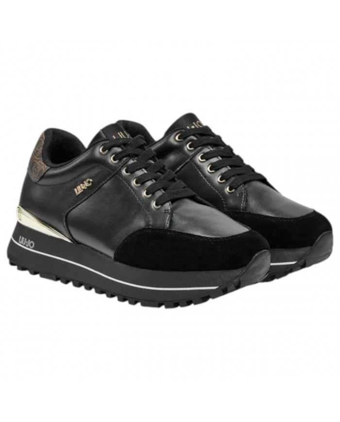 Sneakers Donna Liu Jo Maxi Wonder 84 Suede Leather Black
