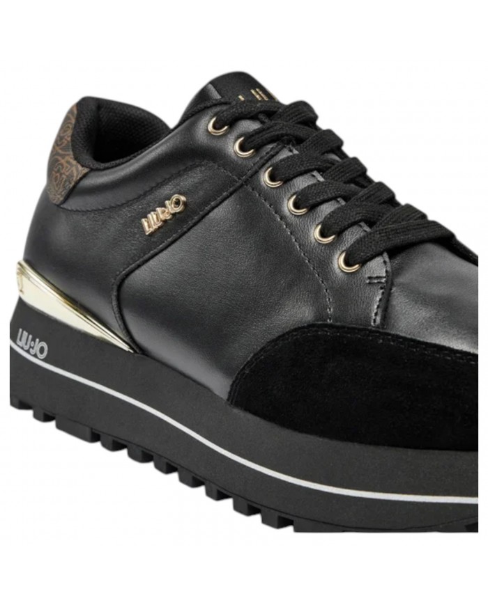 Sneakers Donna Liu Jo Maxi Wonder 84 Suede Leather Black