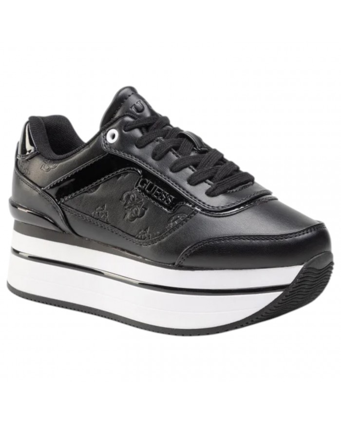 Sneaker Donna Guess Hansini 4G Logo Impresso Leather Black