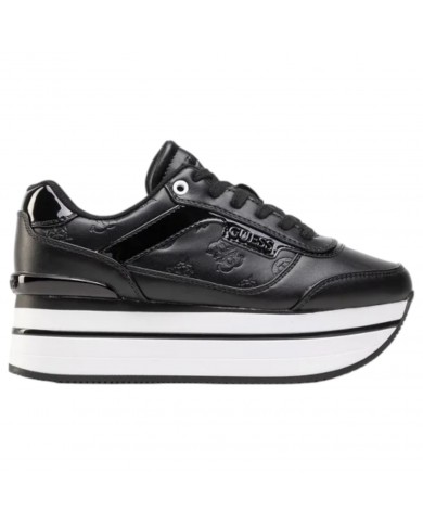 Sneaker Donna Guess Hansini 4G Logo Impresso Leather Black