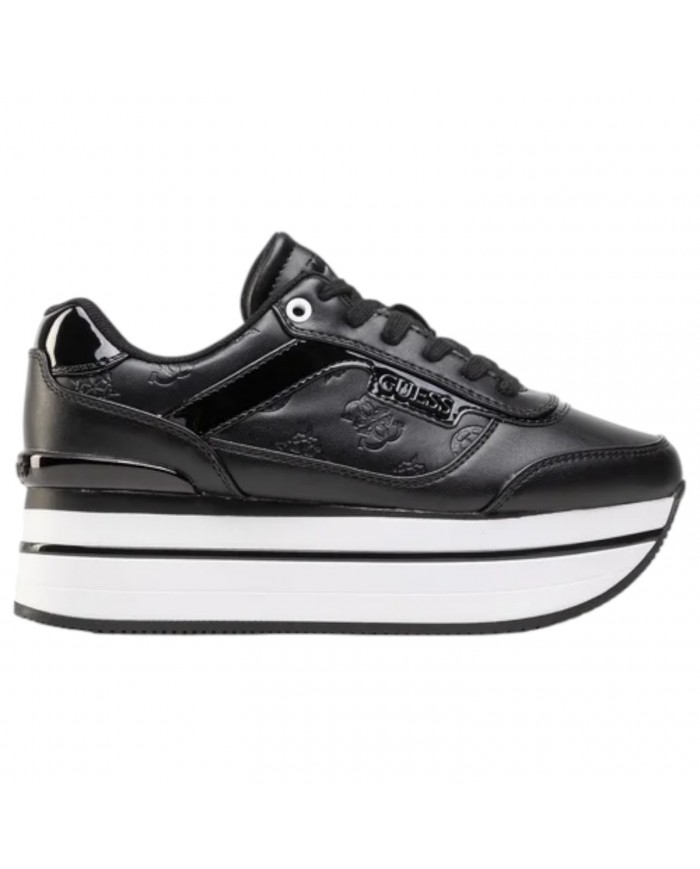 Sneaker Donna Guess Hansini 4G Logo Impresso Leather Black