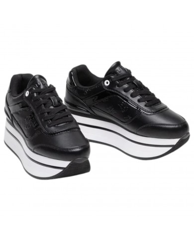 Sneaker Donna Guess Hansini 4G Logo Impresso Leather Black