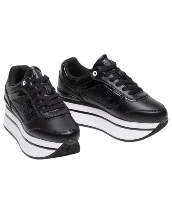 Sneaker Donna Guess Hansini 4G Logo Impresso Leather Black