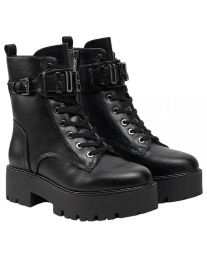 Anfibio Donna Guess Vaires Stivaletto Lettering Logo Leather Black