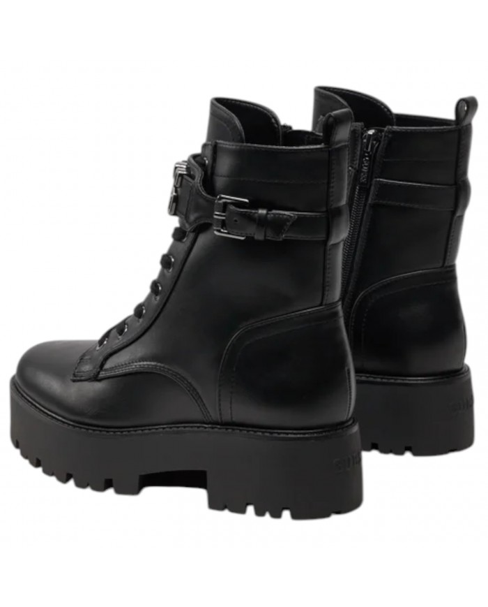 Anfibio Donna Guess Vaires Stivaletto Lettering Logo Leather Black