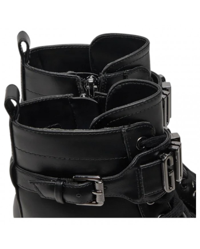 Anfibio Donna Guess Vaires Stivaletto Lettering Logo Leather Black