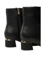 Tronchetto Donna Guess Lukkie Stivaletto Tacco 4 Cm Leather Black