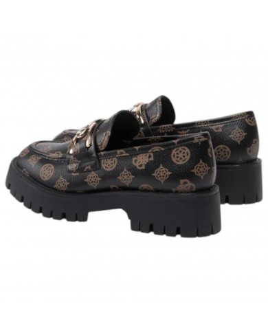 Mocassino Donna Guess Ilary 4G Logo Peony Leather Brown