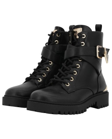 Stivaletto Donna Guess Olsy Anfibio Leather Black