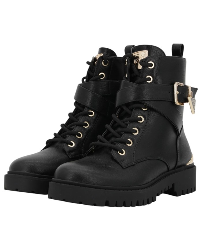 Stivaletto Donna Guess Olsy Anfibio Leather Black