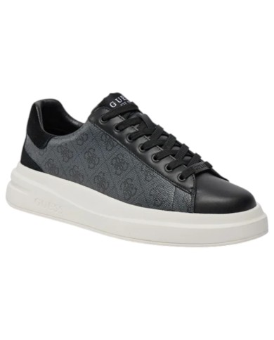 Sneakers Uomo Guess Elba 4G Logo Leather Black Coal