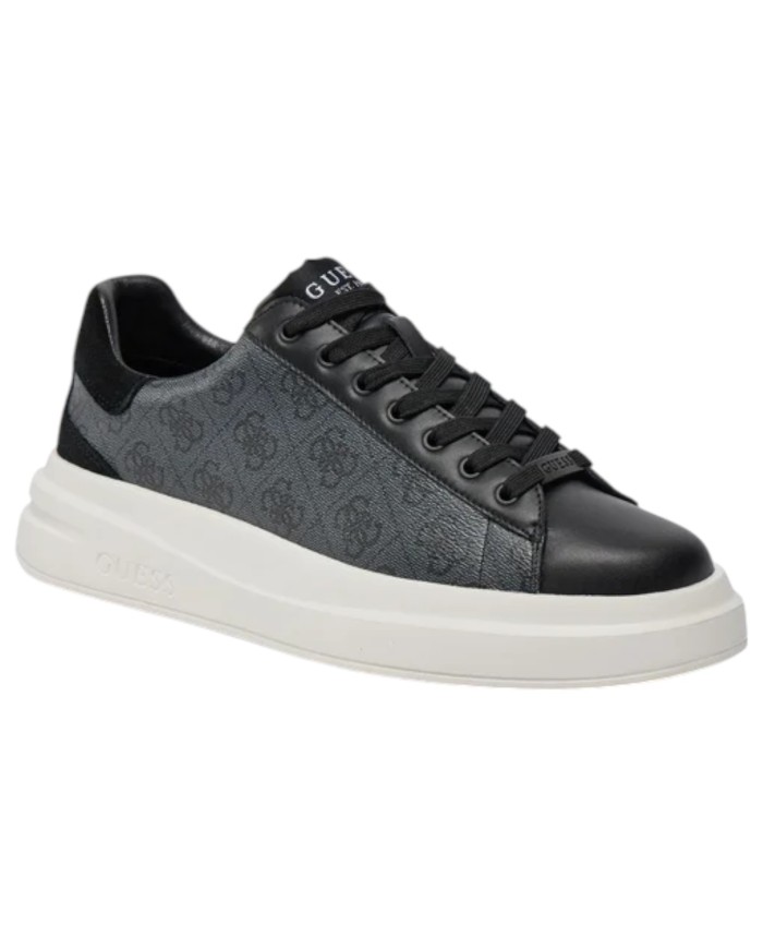 Sneakers Uomo Guess Elba 4G Logo Leather Black Coal