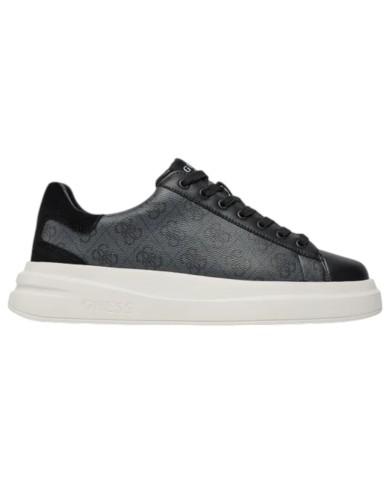 Sneakers Uomo Guess Elba 4G Logo Leather Black Coal