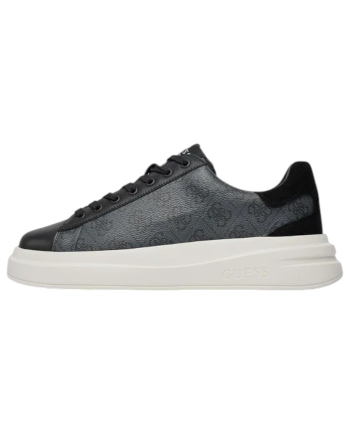 Sneakers Uomo Guess Elba 4G Logo Leather Black Coal