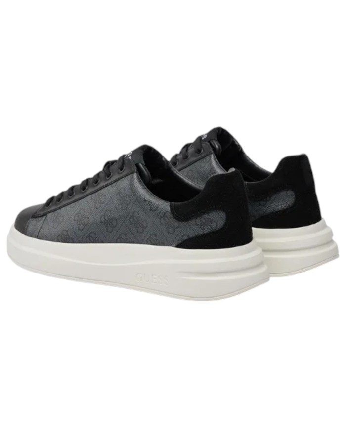Sneakers Uomo Guess Elba 4G Logo Leather Black Coal
