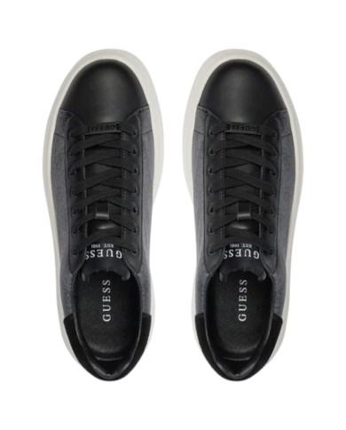 Sneakers Uomo Guess Elba 4G Logo Leather Black Coal
