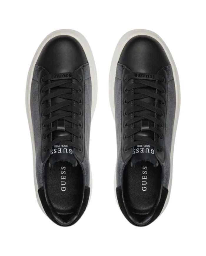 Sneakers Uomo Guess Elba 4G Logo Leather Black Coal
