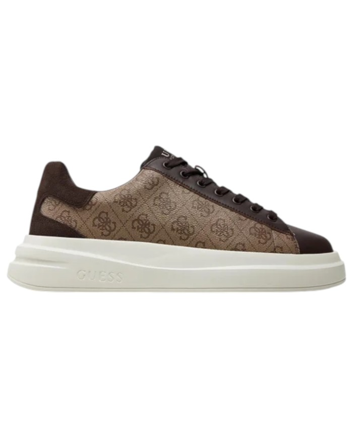 Sneakers Uomo Guess Elba 4G Logo Leather Beige Brown