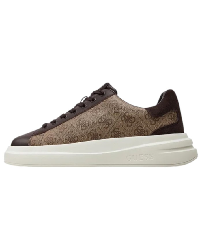 Sneakers Uomo Guess Elba 4G Logo Leather Beige Brown