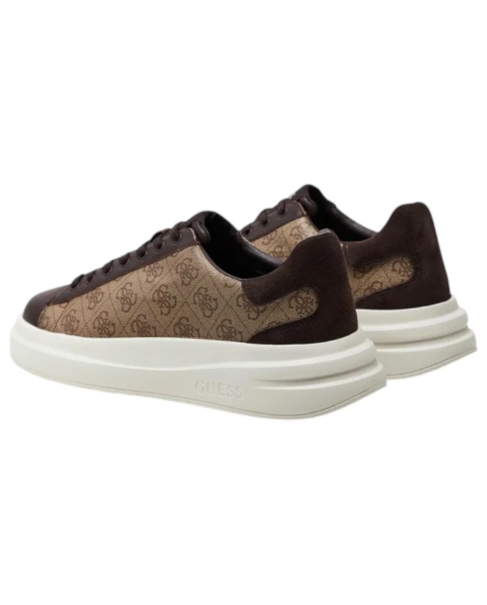 Sneakers Uomo Guess Elba 4G Logo Leather Beige Brown