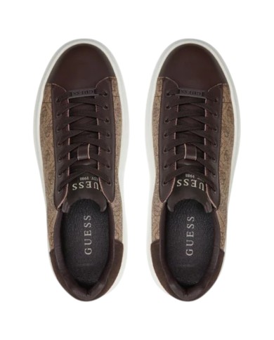 Sneakers Uomo Guess Elba 4G Logo Leather Beige Brown