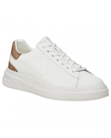 Sneakers Uomo Guess Elba Patch 4G Logo Leather White Beige