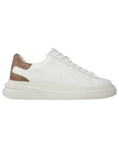 Sneakers Uomo Guess Elba Patch 4G Logo Leather White Beige