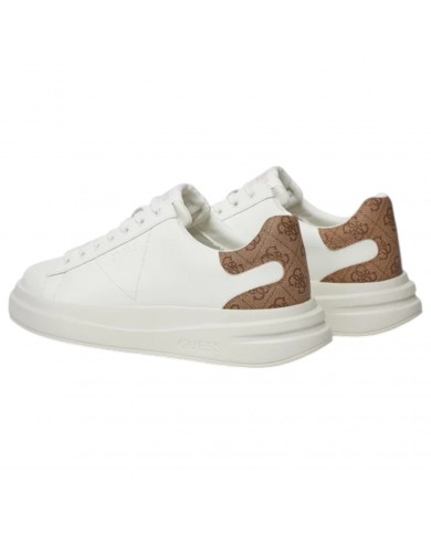 Sneakers Uomo Guess Elba Patch 4G Logo Leather White Beige