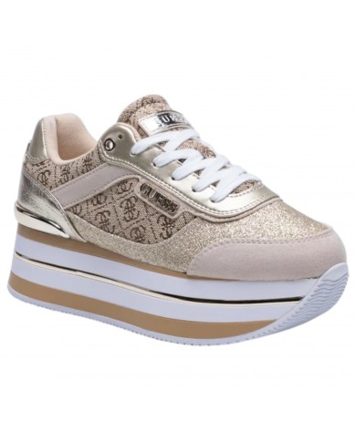 Sneaker Donna Guess Hansini 4G Logo Leather Beige