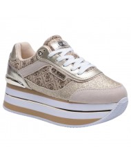 Sneaker Donna Guess Hansini 4G Logo Leather Beige