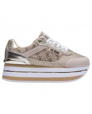 Sneaker Donna Guess Hansini 4G Logo Leather Beige