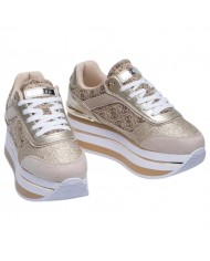 Sneaker Donna Guess Hansini 4G Logo Leather Beige