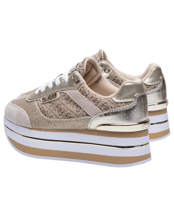 Sneaker Donna Guess Hansini 4G Logo Leather Beige
