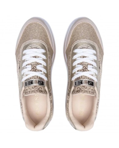 Sneaker Donna Guess Hansini 4G Logo Leather Beige