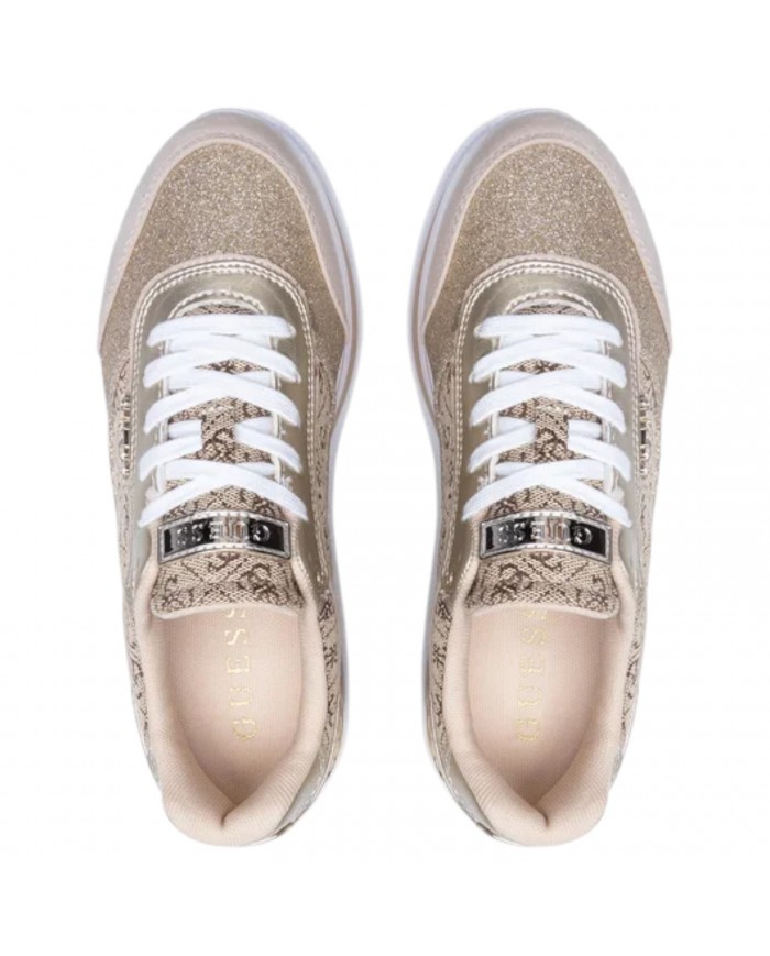 Sneaker Donna Guess Hansini 4G Logo Leather Beige