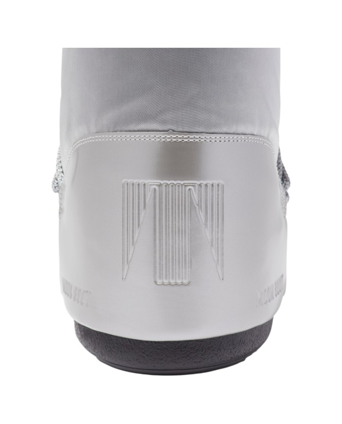 Stivali da Neve Donna Unisex Uomo Moon Boot MB Icon Glance Raso Silver