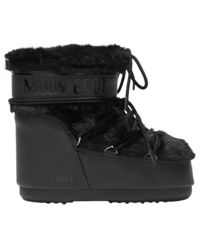 Stivali da Neve Donna Unisex Uomo Moon Boot MB Icon Low Faux Fur Black