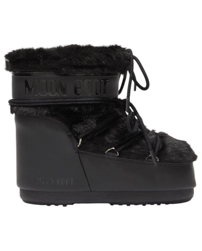 Stivali da Neve Donna Unisex Uomo Moon Boot MB Icon Low Faux Fur Black