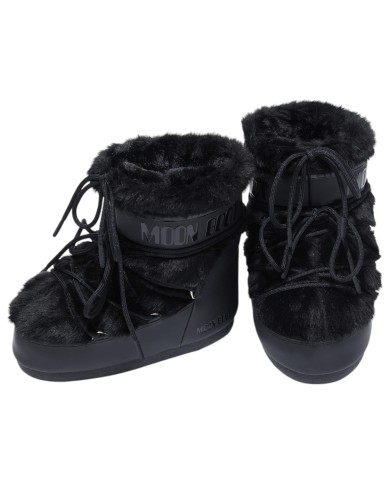 Stivali da Neve Donna Unisex Uomo Moon Boot MB Icon Low Faux Fur Black