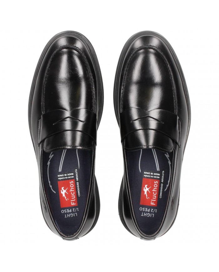 Mocassino Uomo Fluchos College Leather Florentick Negro Black