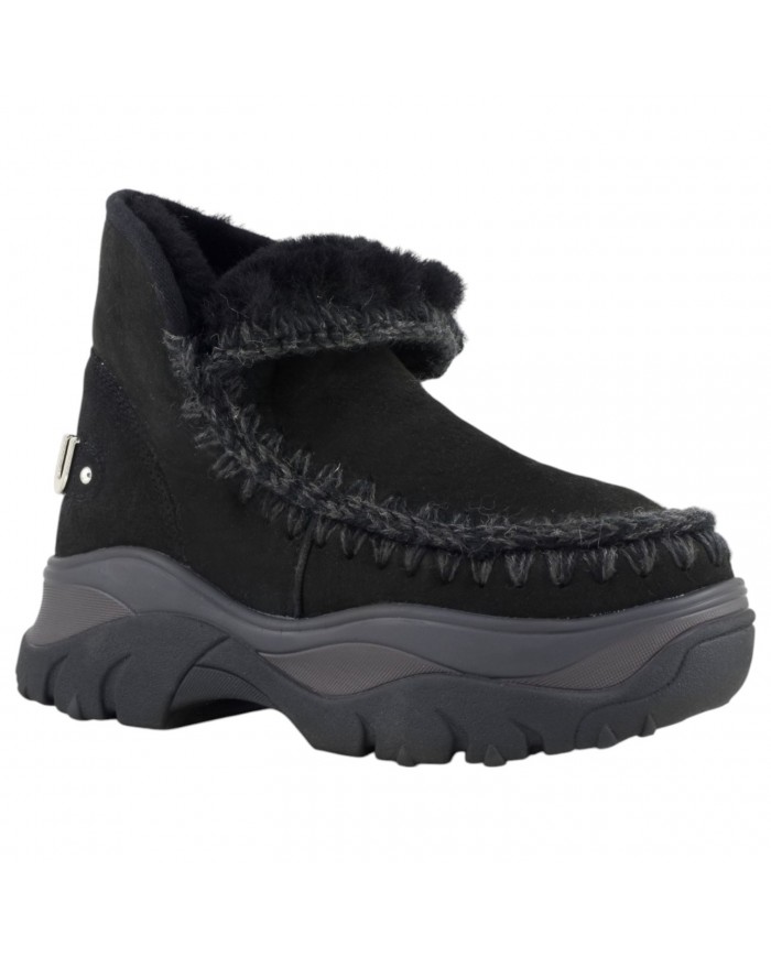 Stivaletto Donna Mou Chunky Eskimo Sneaker Big Logo Suede Black