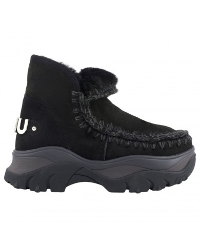Stivaletto Donna Mou Chunky Eskimo Sneaker Big Logo Suede Black