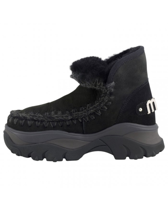 Stivaletto Donna Mou Chunky Eskimo Sneaker Big Logo Suede Black