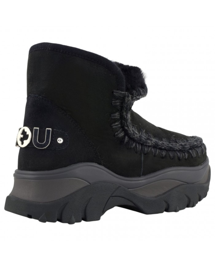 Stivaletto Donna Mou Chunky Eskimo Sneaker Big Logo Suede Black