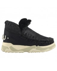 Stivaletto Donna Mou Eskimo Trainer Logo Rhinestone Leather Black