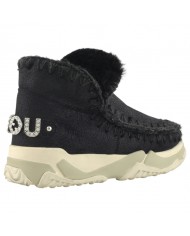 Stivaletto Donna Mou Eskimo Trainer Logo Rhinestone Leather Black