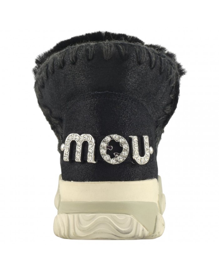 Stivaletto Donna Mou Eskimo Trainer Logo Rhinestone Leather Black