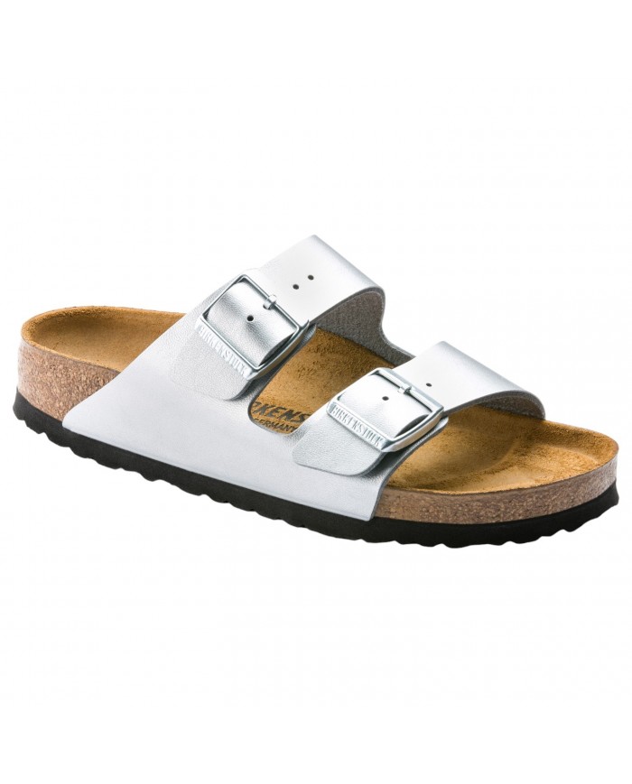 Sandalo Donna Unisex Birkenstock Arizona Birko-Flor Doppia Fascia Silver
